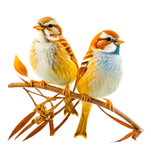 two birds sitting on top of a branch