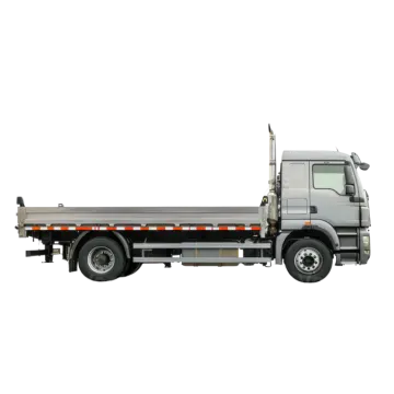 a flat bed truck on a white background