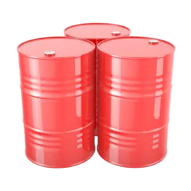three red barrels on a white background