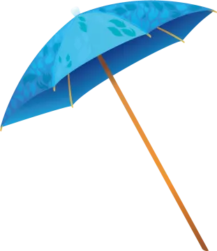 a blue umbrella on a white background