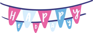 a banner with the words happy birthday on it