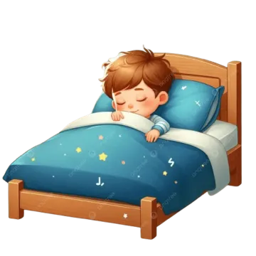 a little boy sleeping in his bed