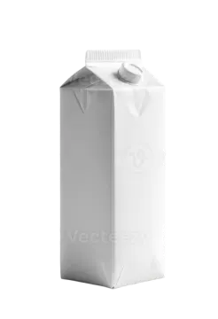 a white milk carton with a blank label
