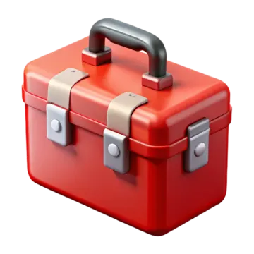 a red tool box on a white background