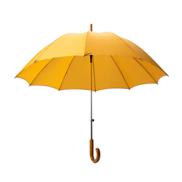 a yellow umbrella on a white background