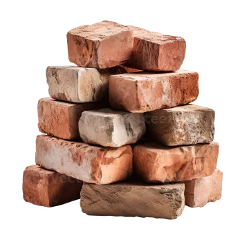 a pile of bricks on a white background