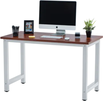 a computer desk with a monitor and keyboard on it