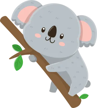 a cute kora bear sitting on a tree branch