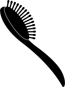 a black and white silhouette of a hair brush