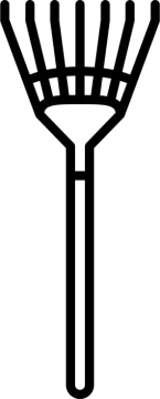 a black and white silhouette of a rake