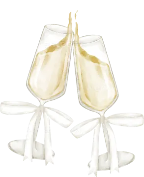 two glasses of champagne on a white background