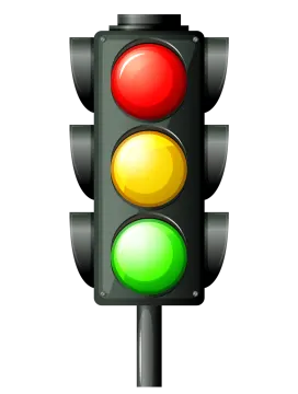 a traffic light with red, green and yellow lights