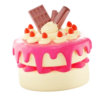 a cake with chocolate and strawberries on top