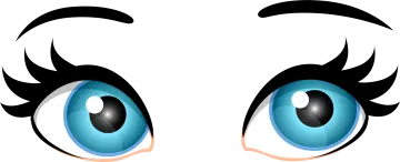 an eye with blue eyes and black eyelashes