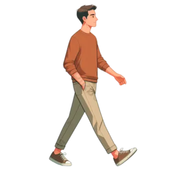 a man walking with his hand in his pocket