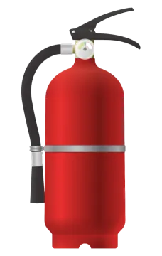 a red fire exor on a white background