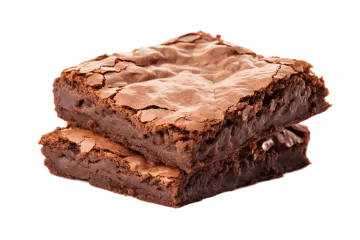 a stack of brownies on a white background