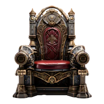 a throne with a red seat on it