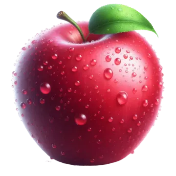 an apple with water droplets on it