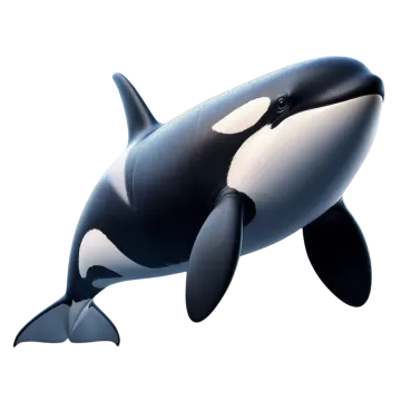 an orca whale in a white background