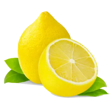 two lemons with leaves on a white background