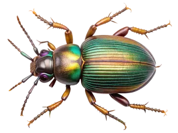 a green beetle on a white background