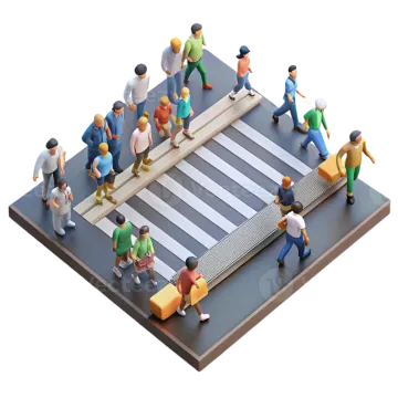a group of people walking across a crosswalk