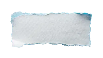 a piece of torn paper on a white background