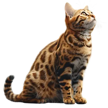 a bengal cat looking up at the sky