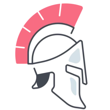 a spartan helmet with the sun behind it