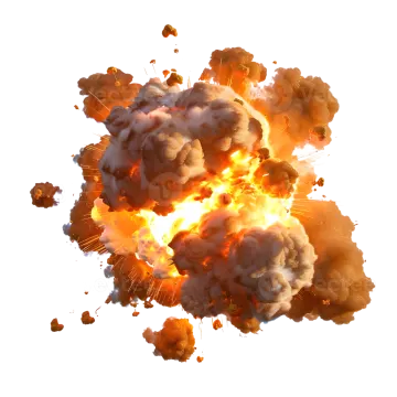 a large explosion of orange and white smoke