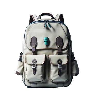 the backpack is beige and brown