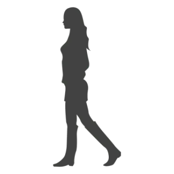 a silhouette of a woman walking on a white background