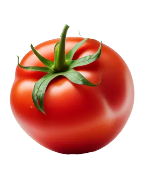 a close up of a tomato on a white background