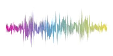 a colorful sound wave on a white background
