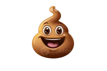 a smiling poo with its tongue sticking out