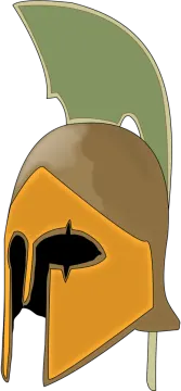 an illustration of a spartan helmet