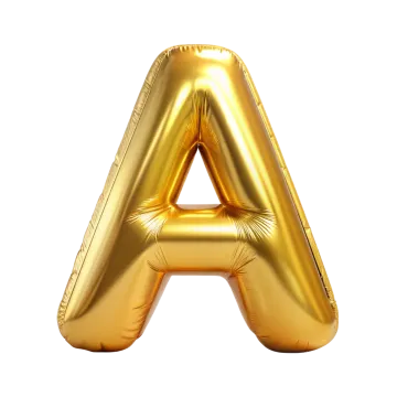a gold foil letter balloon