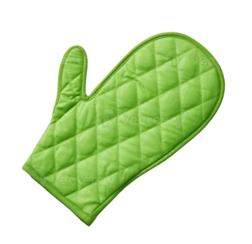 a green oven mit on a white background