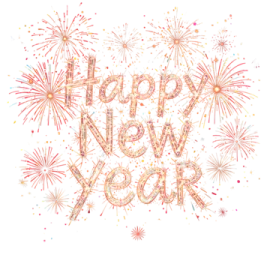 a happy new year card with fireworks