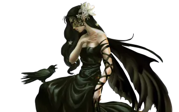 an illustration of a woman in a black dress