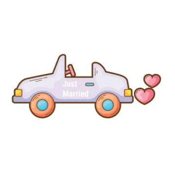 a toy car with the word just married on it