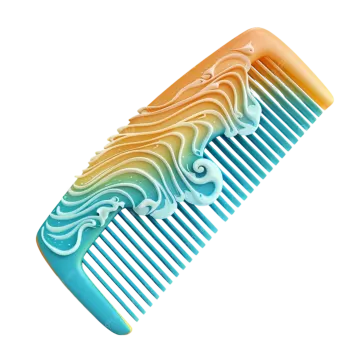 a blue and yellow comb with waves on it