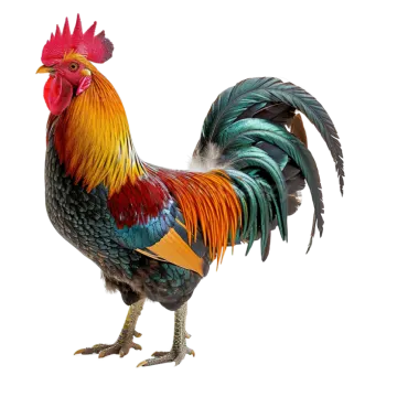 a colorful rooster on a white background