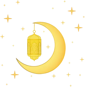 a crescent with a lantern hanging on it
