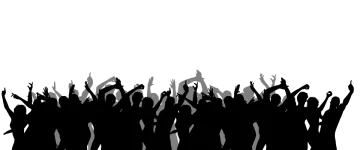 a crowd of people silhouetted against a white background