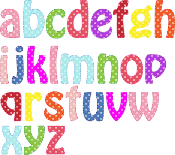 a colorful alphabet with polka dots