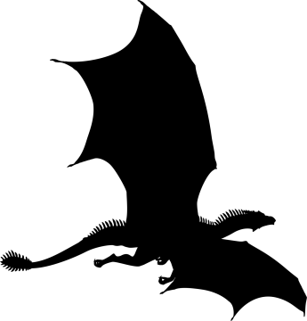 a black and white silhouette of a dragon