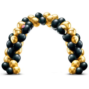 black and gold balloon arch