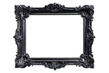 a black ornate frame on a white background